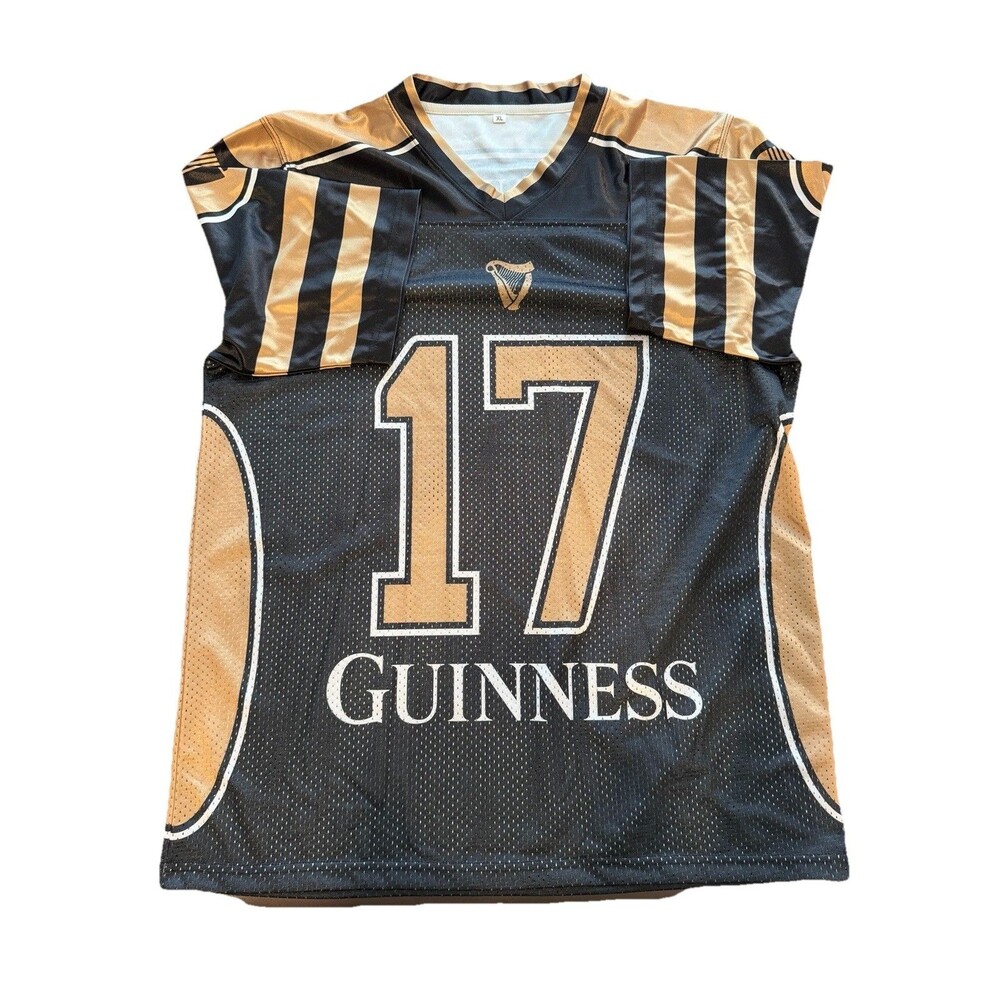 AUTHENTIC Guinness Mesh Throwback Football Jersey 1759 Black and Gold XL